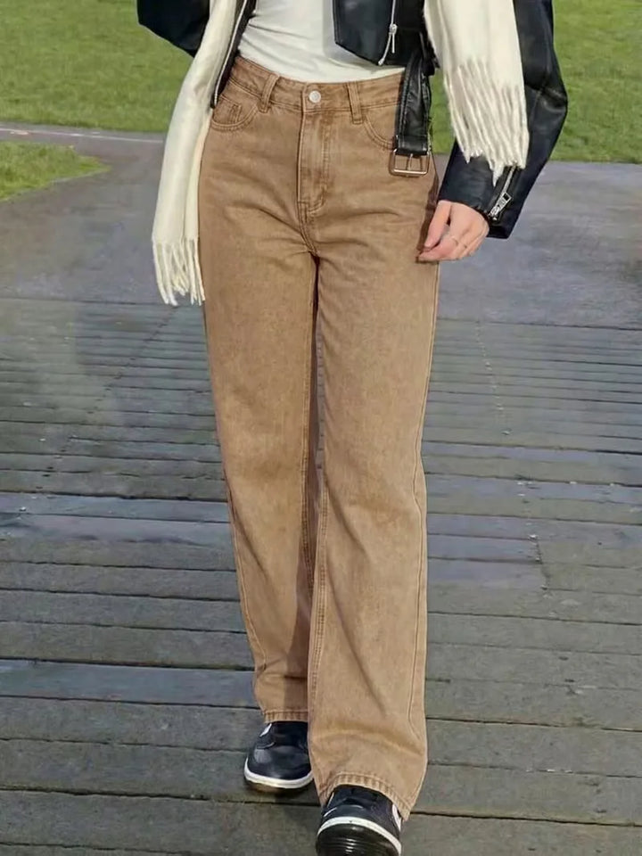 Straight jeans met mid-rise