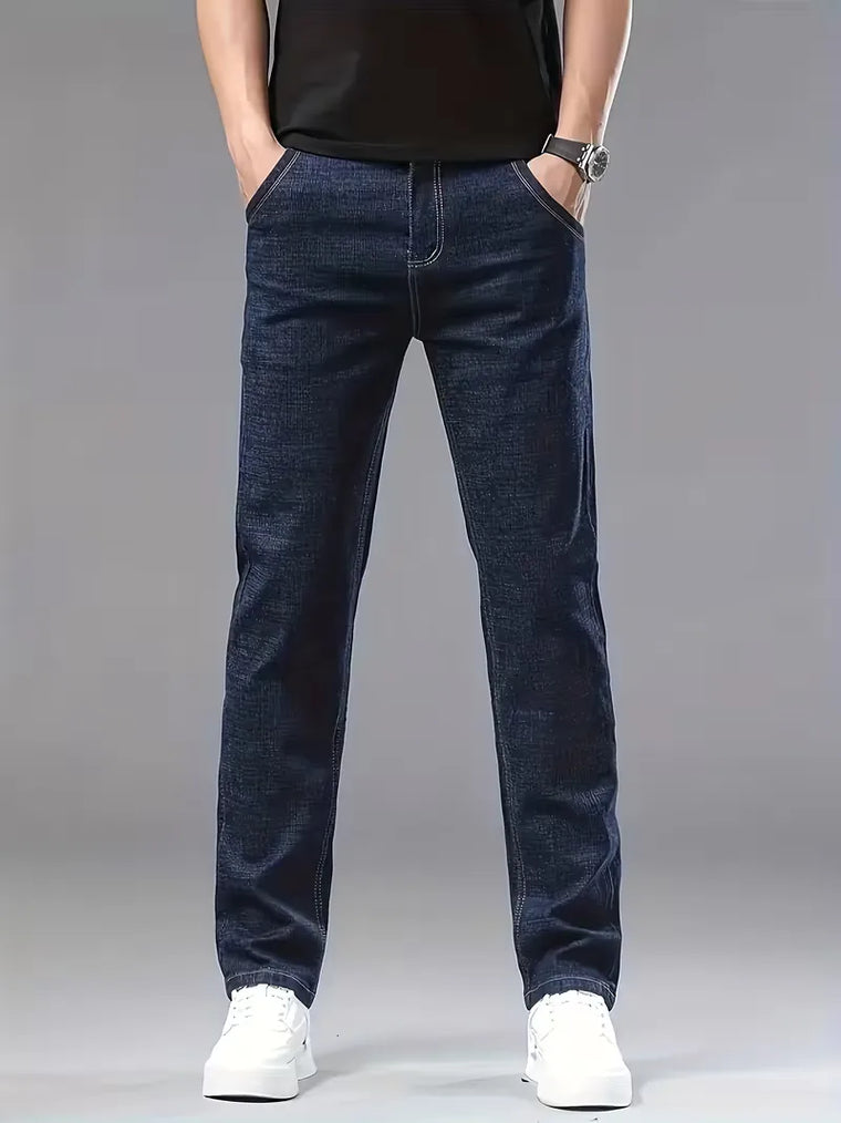 Straight jeans met zichtbare stiksels