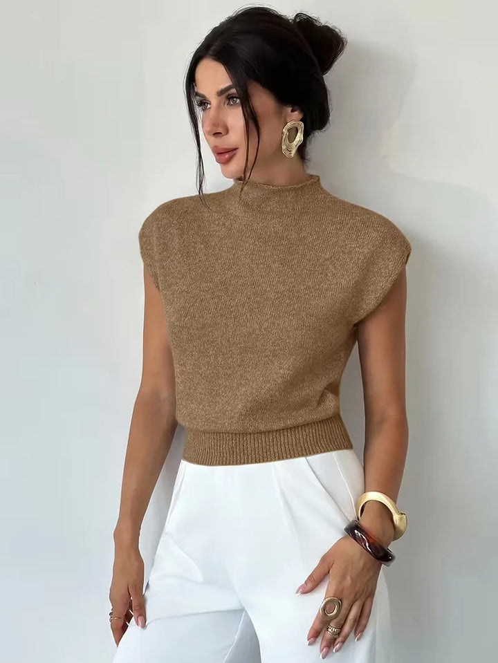 Mouwloos vest met mock neck