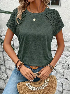 T-shirt met kantdetails korte mouw