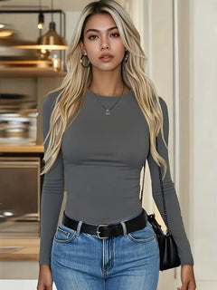 Slim fit T-shirt met lange mouwen