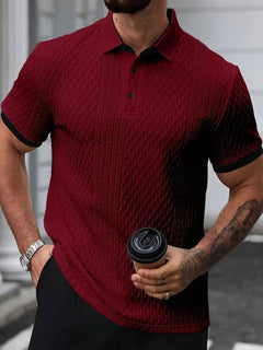 Polo met V-neck en jacquard patroon