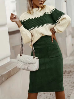 Tweedelige set met ribbed textuur