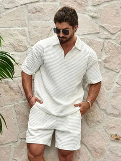 Shorts met V-neck en textuur
