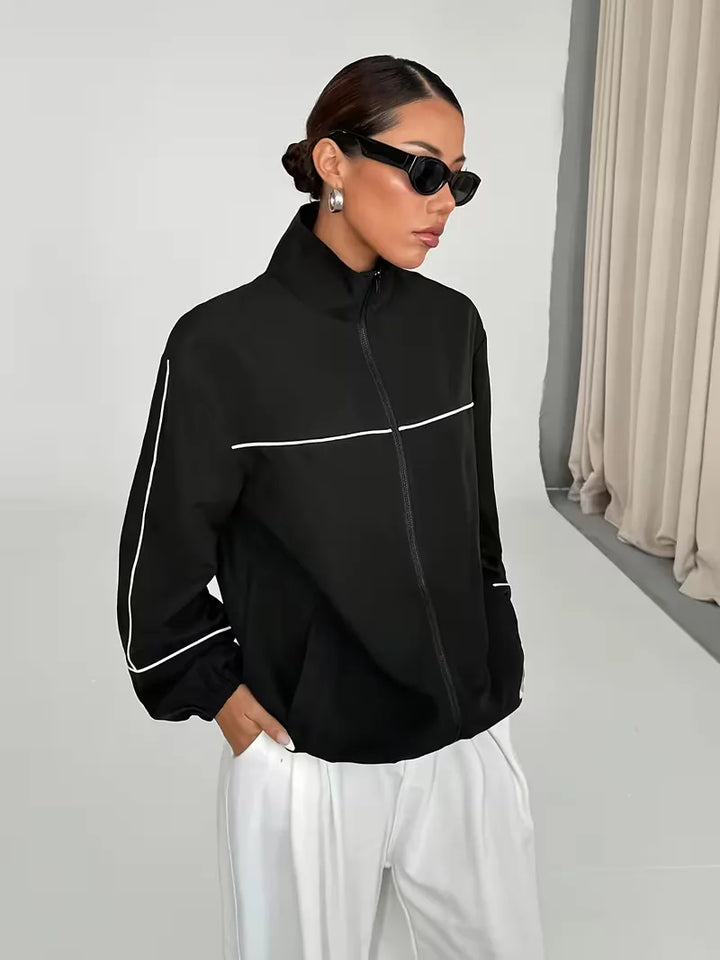 Track jacket met hoge kraag