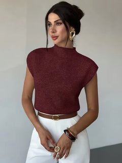 Mouwloos vest met mock neck