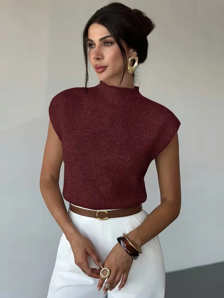 Mouwloos vest met mock neck