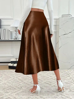 Satijnen rok met hoge taille