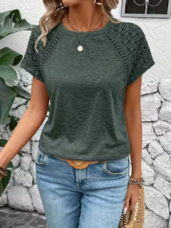T-shirt met kantdetails korte mouw