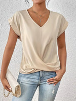 V-hals T-shirt met draped front