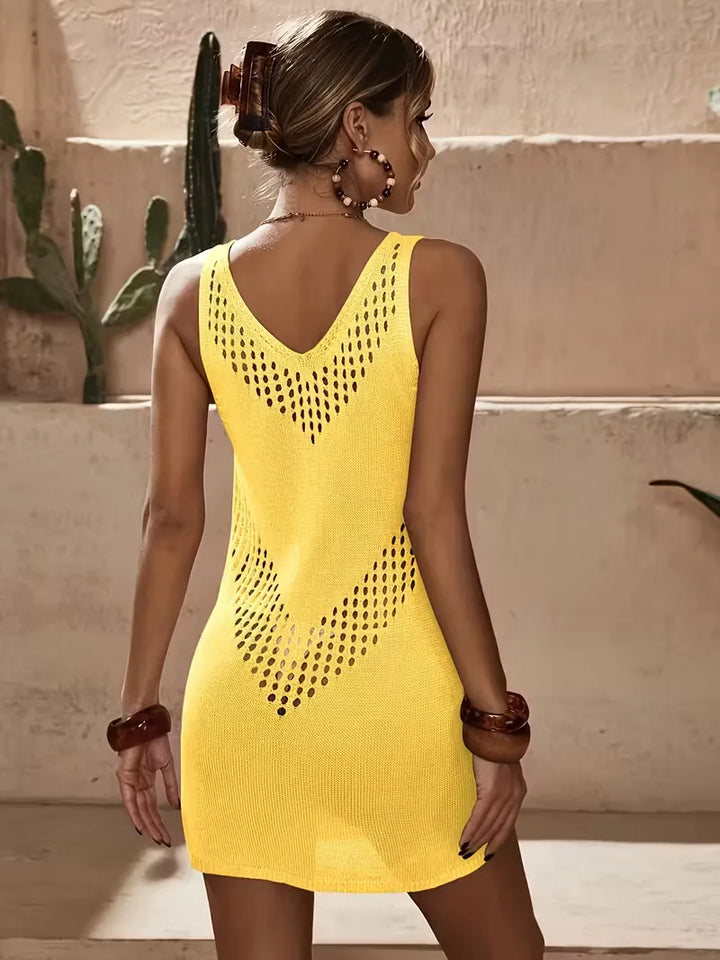 Beach cover-up met cut-out details