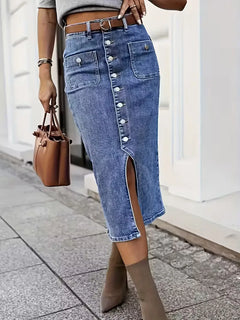 Denim rok met split
