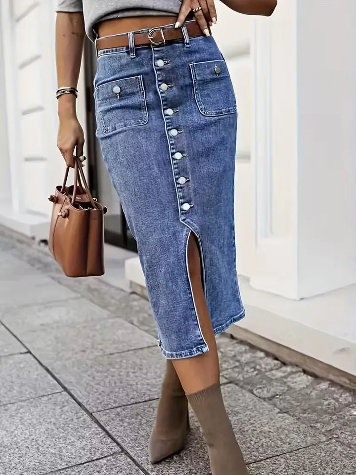 Denim rok met split