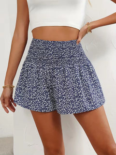 Short met hoge taille en bloemenpatroon