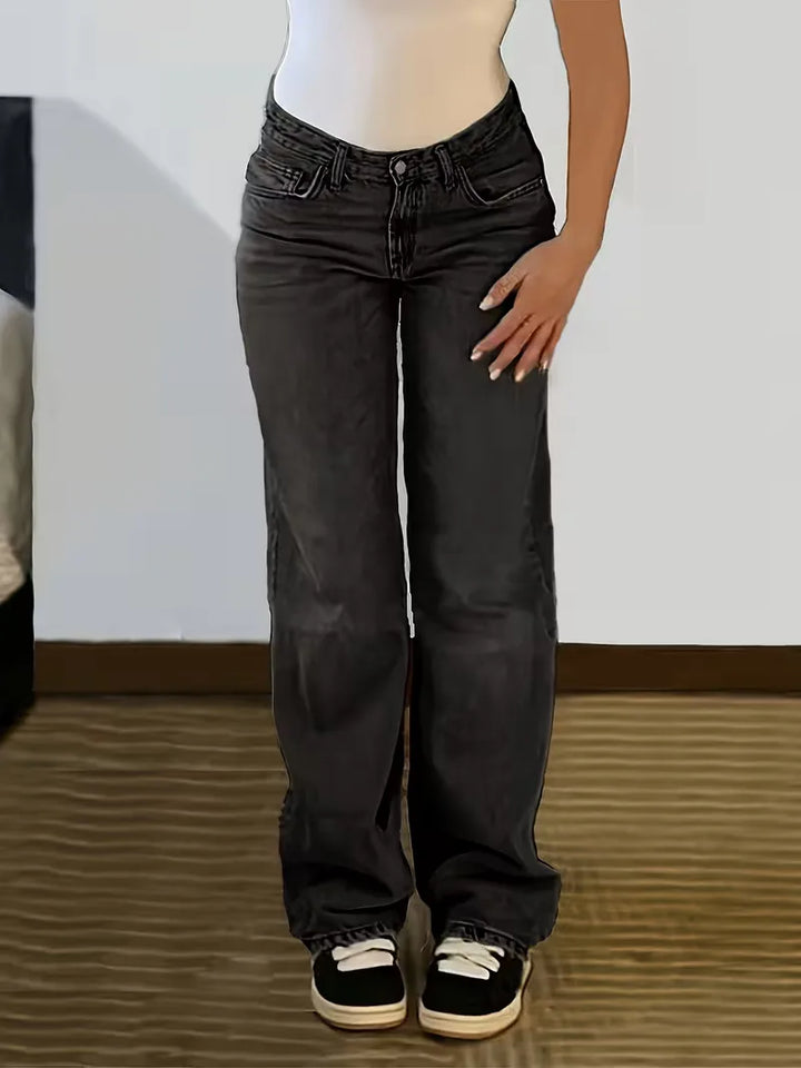 Straight jeans met mid-rise