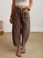 Wide leg broek met knoopsluiting