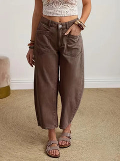 Wide leg broek met knoopsluiting