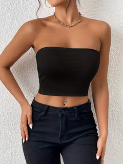 Strapless crop top slim fit