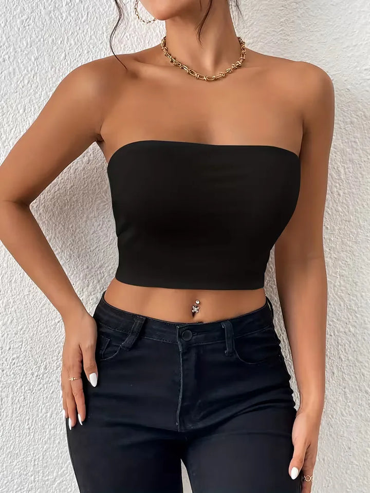 Strapless crop top slim fit