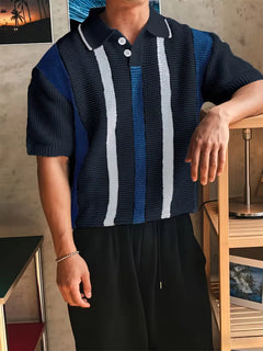 Polo met V-neck en korte mouw