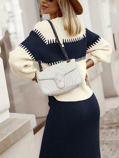 Tweedelige set met ribbed textuur