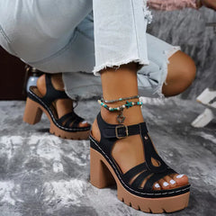 Hak sandaal met T-strap