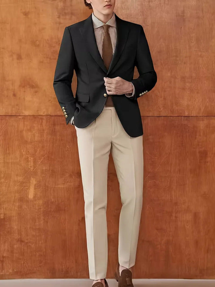 Colbert slim fit met gouden knopen