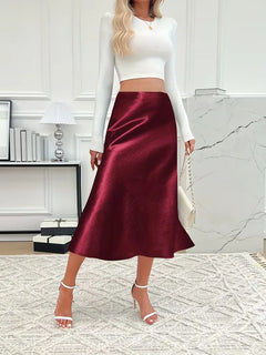 Satijnen rok met hoge taille