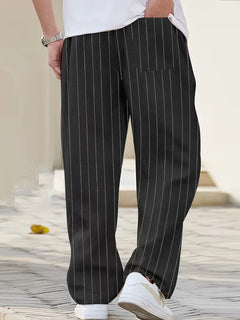 Wide fit pantalons met verticale strepen