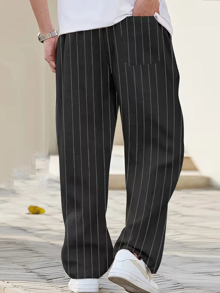 Wide fit pantalons met verticale strepen