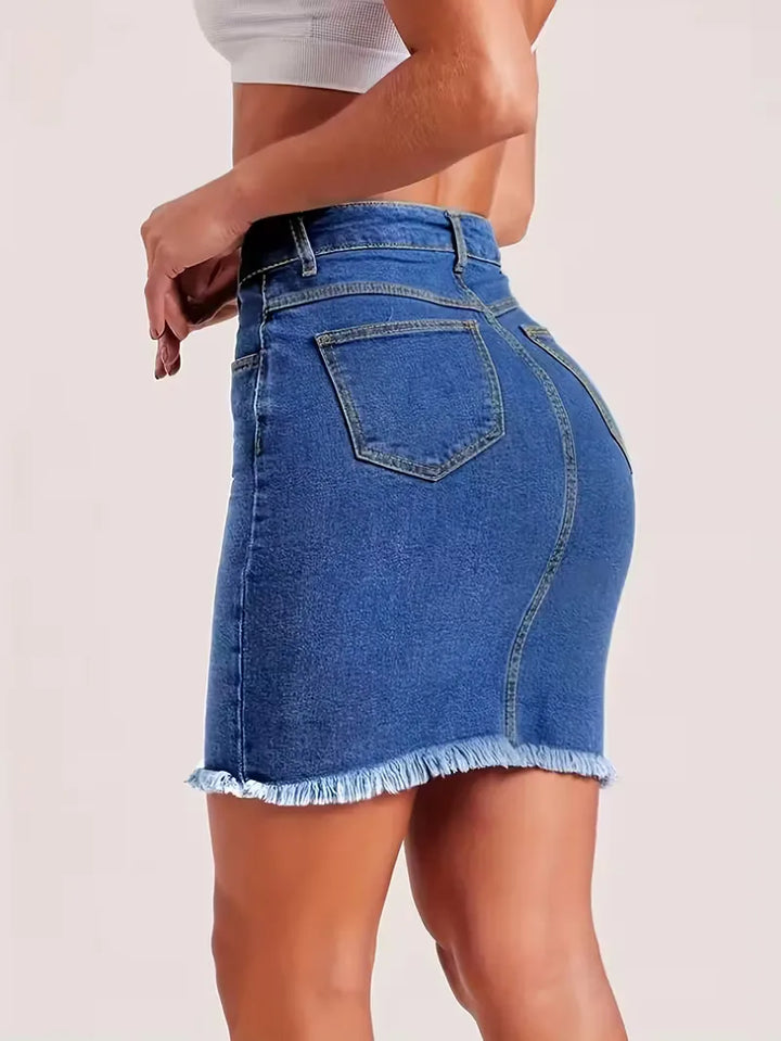 Denim rok met hoge taille