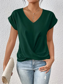 V-hals T-shirt met draped front