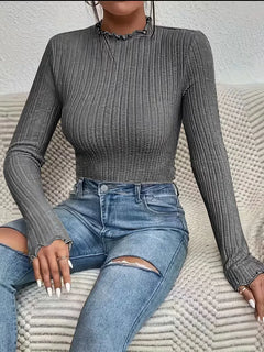 Longsleeve met mock neckline