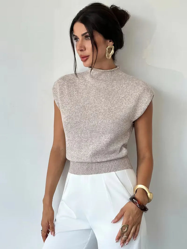 Mouwloos vest met mock neck