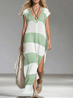 Maxi cover-up met V-hals