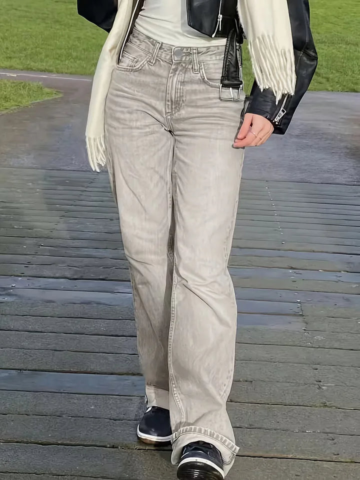 Straight jeans met mid-rise