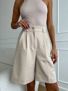 High-waisted straight leg shorts