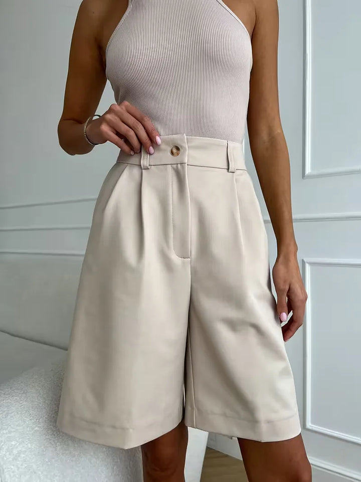 High-waisted straight leg shorts