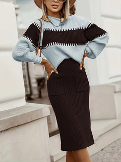 Tweedelige set met ribbed textuur