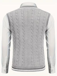 Mouwloos gebreid vest met V-hals