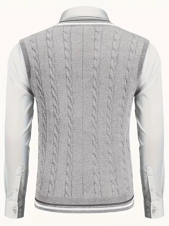 Mouwloos gebreid vest met V-hals