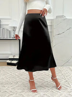 Satijnen rok met hoge taille