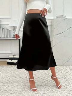 Satijnen rok met hoge taille