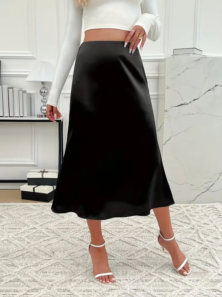 Satijnen rok met hoge taille