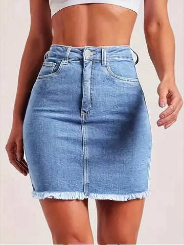 Denim rok met hoge taille