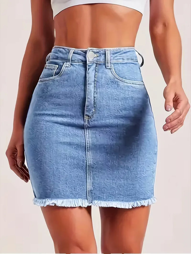 Denim rok met hoge taille