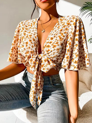 Crop top met bloemenprint