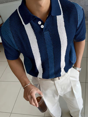 Polo met V-neck en korte mouw