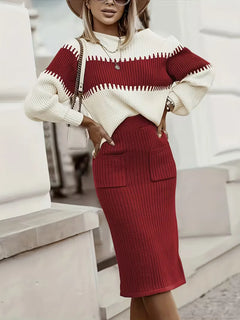 Tweedelige set met ribbed textuur