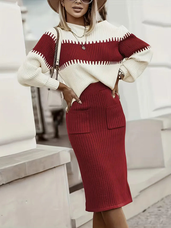 Tweedelige set met ribbed textuur